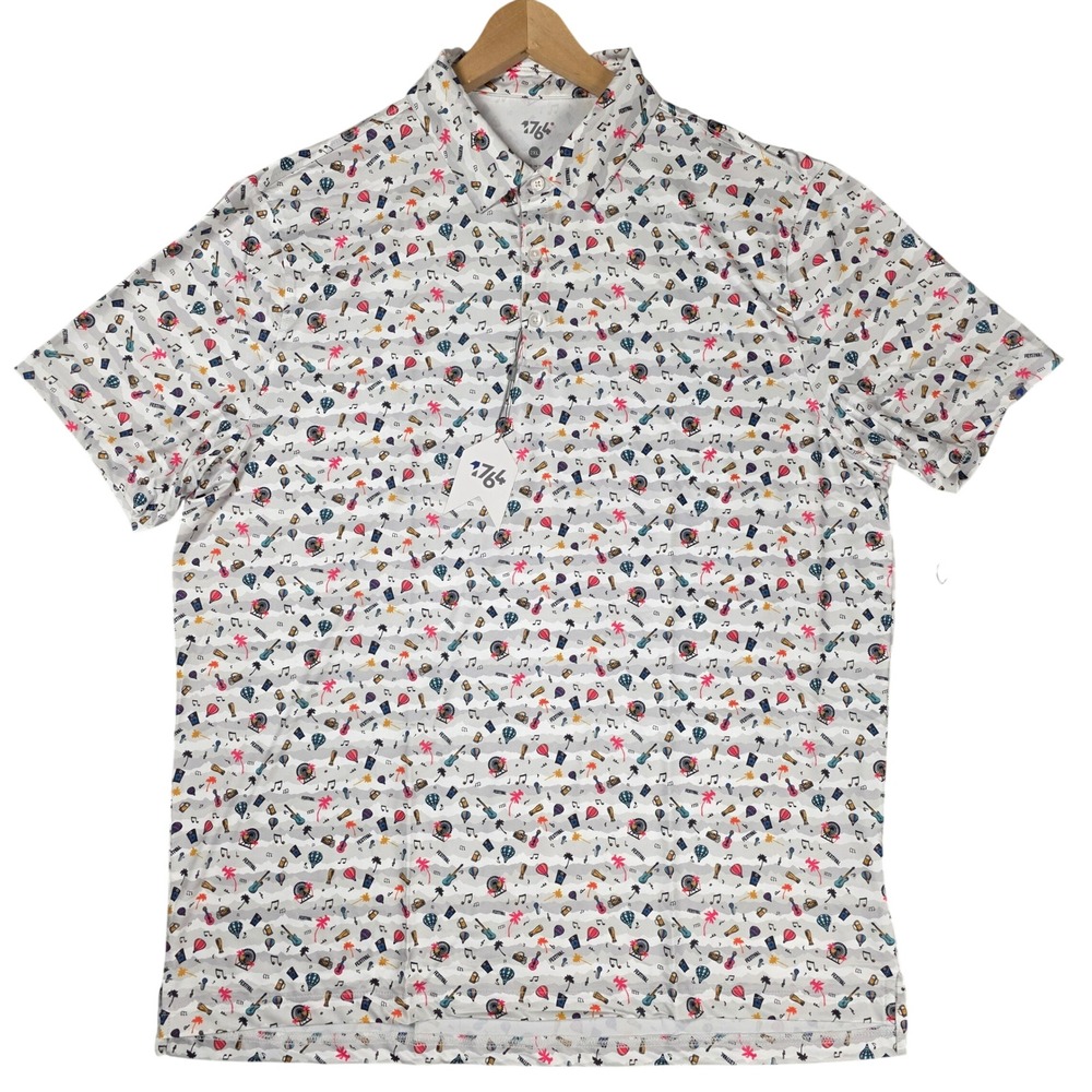 1764 Golf Polo Shirt Mens 2XL Multi New Festival Print Performance 07A1141-2XL